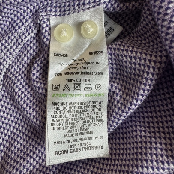 Ted Baker Endurance Men's Flip Cuff Geometric Shirt Large 16 34/35 - Picture 7 of 9